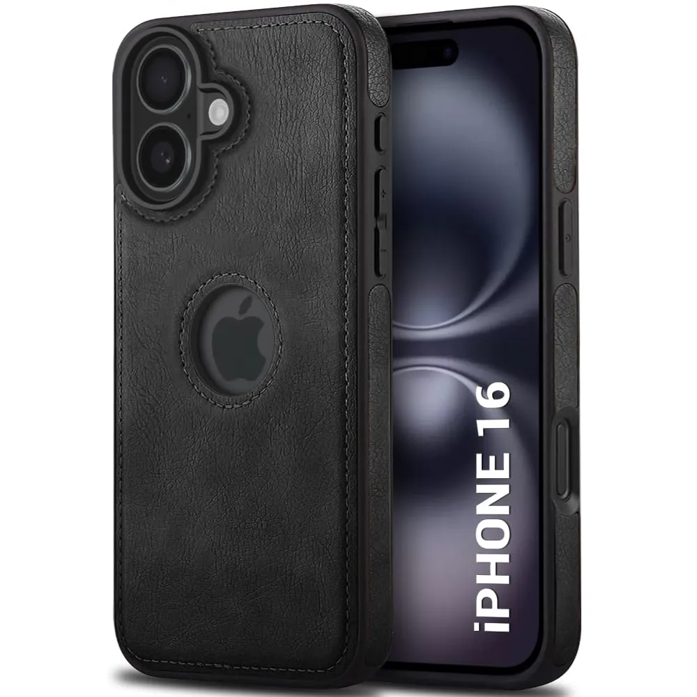 TheGiftKart Genuine Leather Finish Back Cover Case for iPhone 16